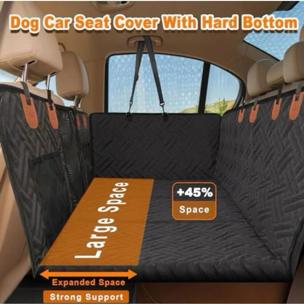 Back Seat Extender for Dogs Hard Bottom Dog Car Backseat Cover Protector Black